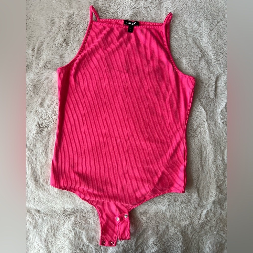 Express Fuchsia Ribbed Bodysuit